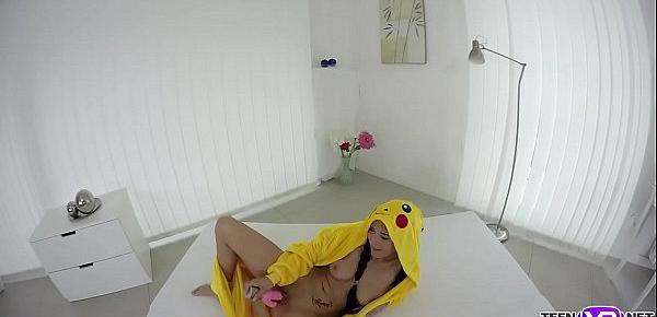  VR pokemon babe Nicole Love plays her tight pussy
